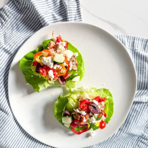 chicken thigh lettuce wraps on a plate