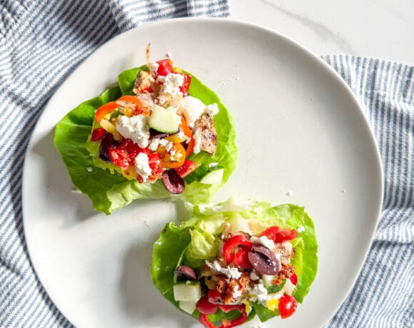 chicken thigh lettuce wraps on a plate