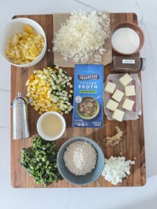 ingredients for corn and zucchini risotto