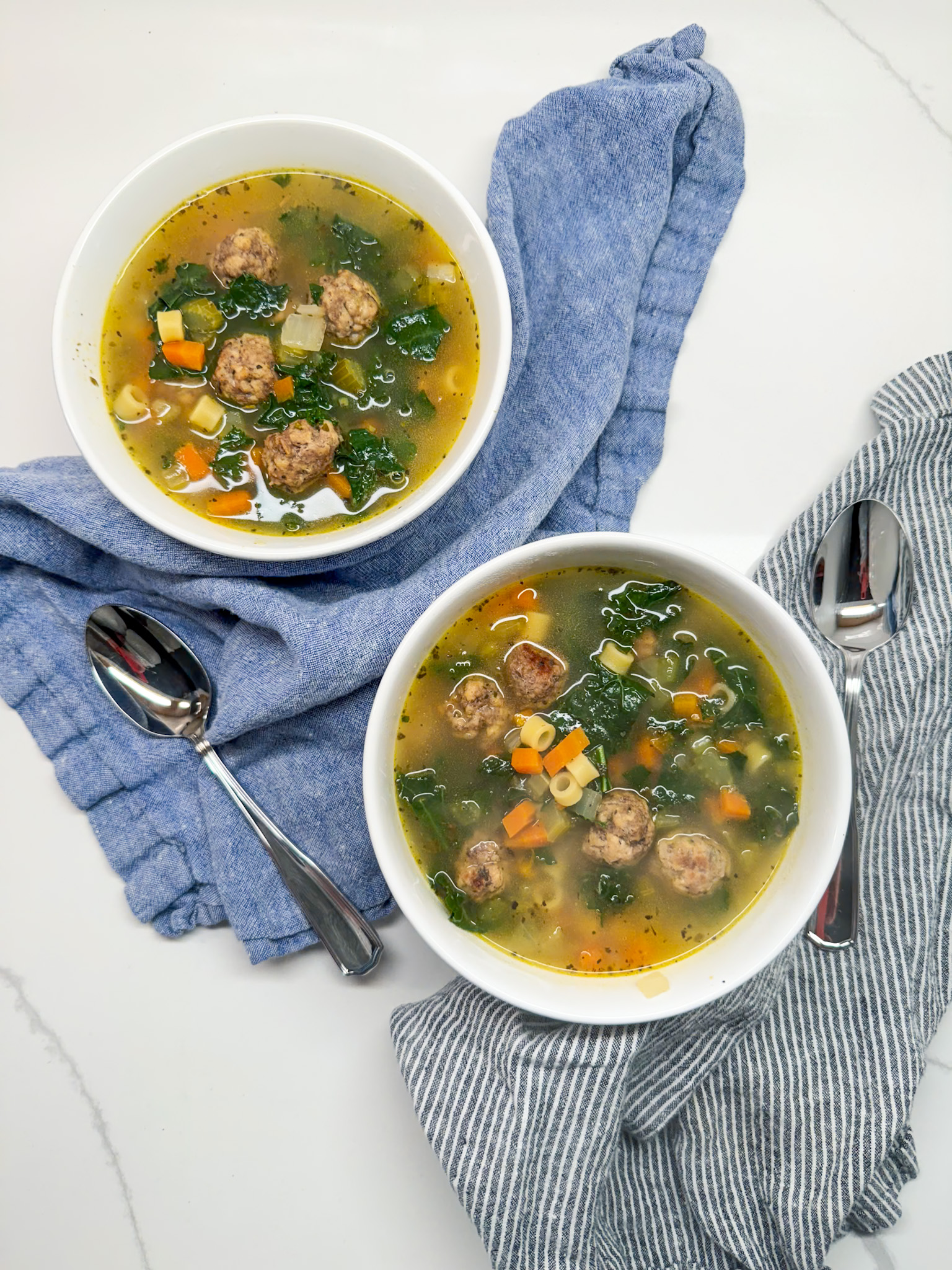 Two bowls of Italian Wedding Soup
