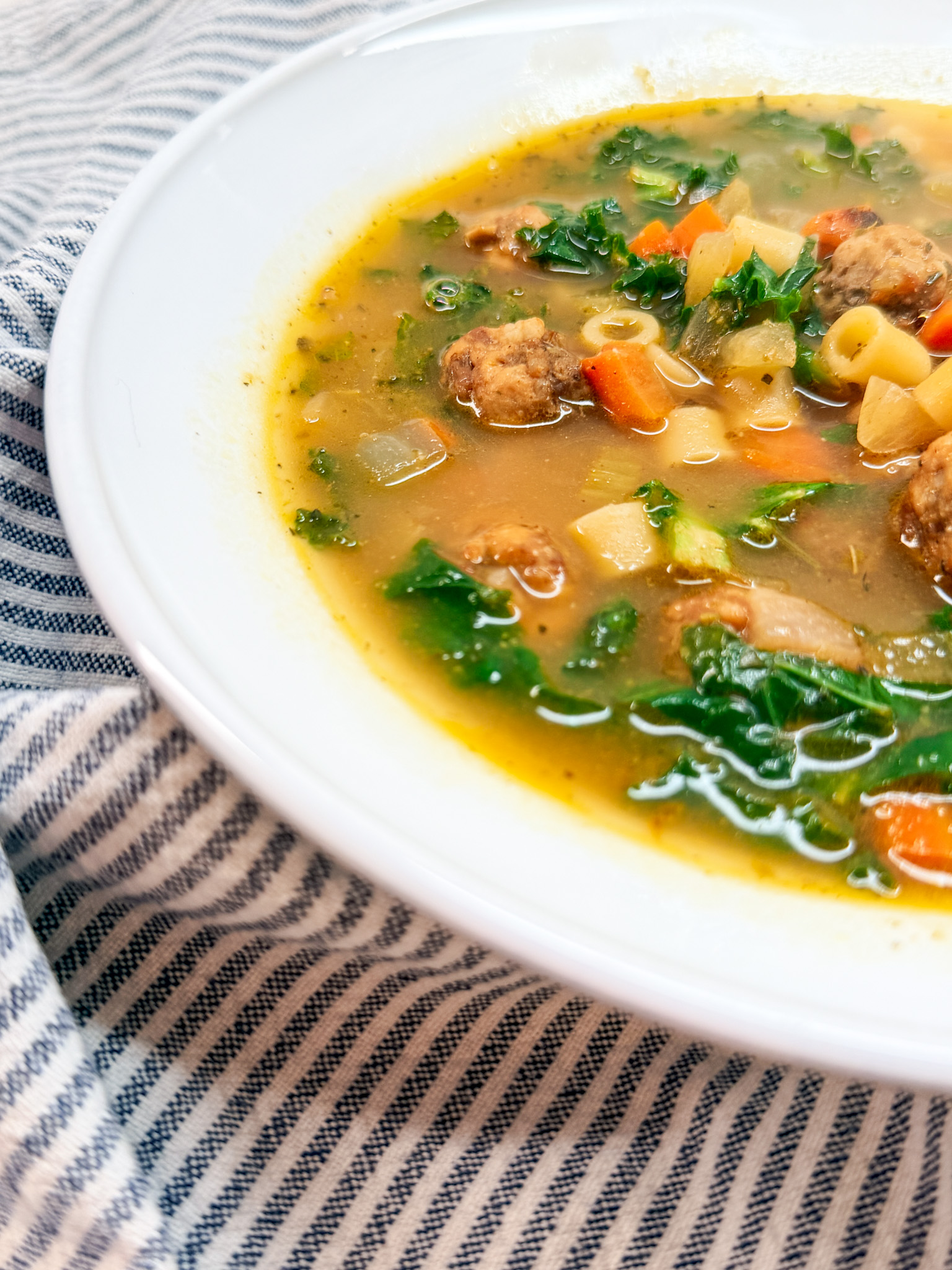 Italian wedding soup with meatballs